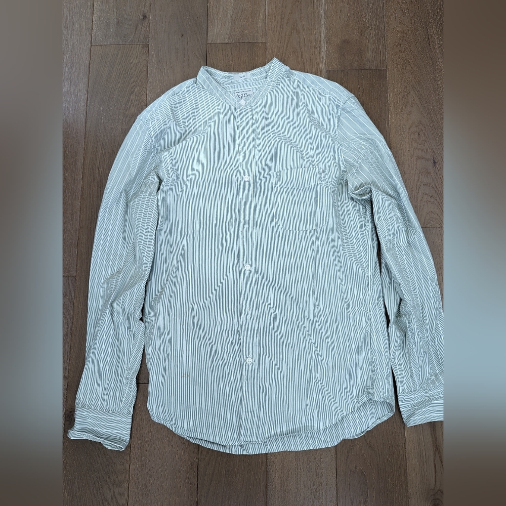 J-crew pale green vertical striped long sleeve slim fit shirt